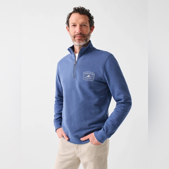 Faherty Charleston Long-Sleeve Terry Quarter Zip Size XL - Picture 1 of 9